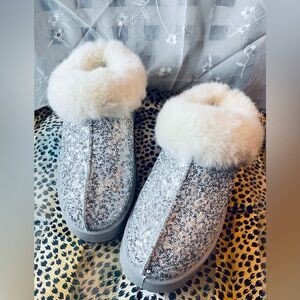 Women's Sequin Fur-Lined bootie shoes
